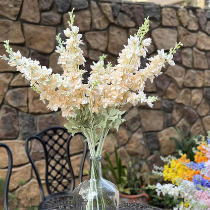 6 pcs White Delphinium Artificial Flowers Larkspur Artificial Flowers, 33.5 in Fake Flowers Bulk Silk Flowers with Stems Real Look for Home Garden Wedding Arrangement Decor(White)