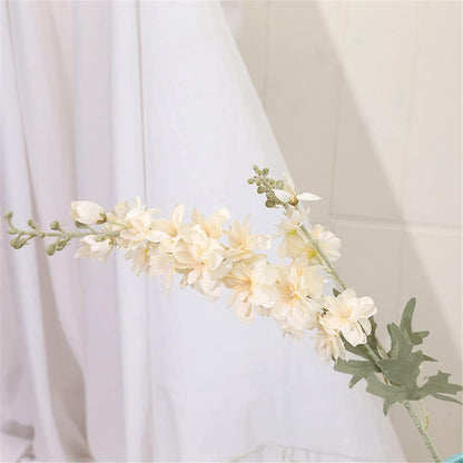 6 pcs White Delphinium Artificial Flowers Larkspur Artificial Flowers, 33.5 in Fake Flowers Bulk Silk Flowers with Stems Real Look for Home Garden Wedding Arrangement Decor(White)