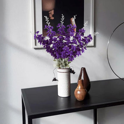 6 pcs White Delphinium Artificial Flowers Larkspur Artificial Flowers, 33.5 in Fake Flowers Bulk Silk Flowers with Stems Real Look for Home Garden Wedding Arrangement Decor(White)