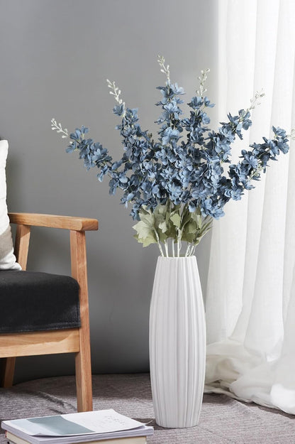 6 pcs White Delphinium Artificial Flowers Larkspur Artificial Flowers, 33.5 in Fake Flowers Bulk Silk Flowers with Stems Real Look for Home Garden Wedding Arrangement Decor(White)