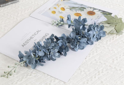 6 pcs White Delphinium Artificial Flowers Larkspur Artificial Flowers, 33.5 in Fake Flowers Bulk Silk Flowers with Stems Real Look for Home Garden Wedding Arrangement Decor(White)