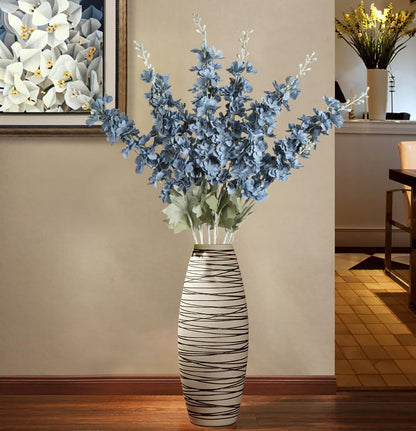 6 pcs White Delphinium Artificial Flowers Larkspur Artificial Flowers, 33.5 in Fake Flowers Bulk Silk Flowers with Stems Real Look for Home Garden Wedding Arrangement Decor(White)