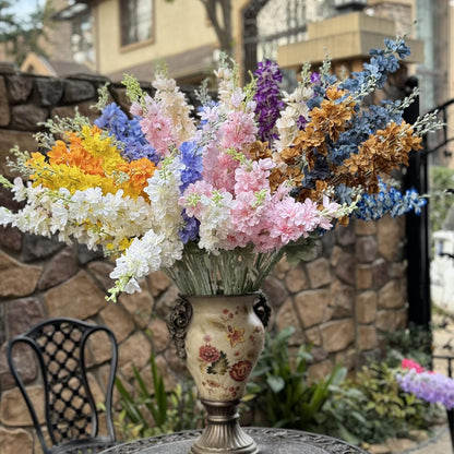6 pcs White Delphinium Artificial Flowers Larkspur Artificial Flowers, 33.5 in Fake Flowers Bulk Silk Flowers with Stems Real Look for Home Garden Wedding Arrangement Decor(White)