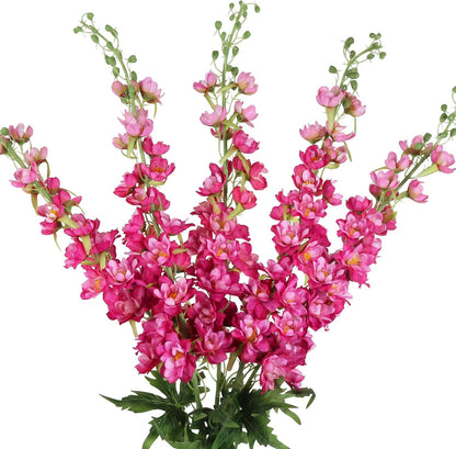 6 pcs White Delphinium Artificial Flowers Larkspur Artificial Flowers, 33.5 in Fake Flowers Bulk Silk Flowers with Stems Real Look for Home Garden Wedding Arrangement Decor(White)