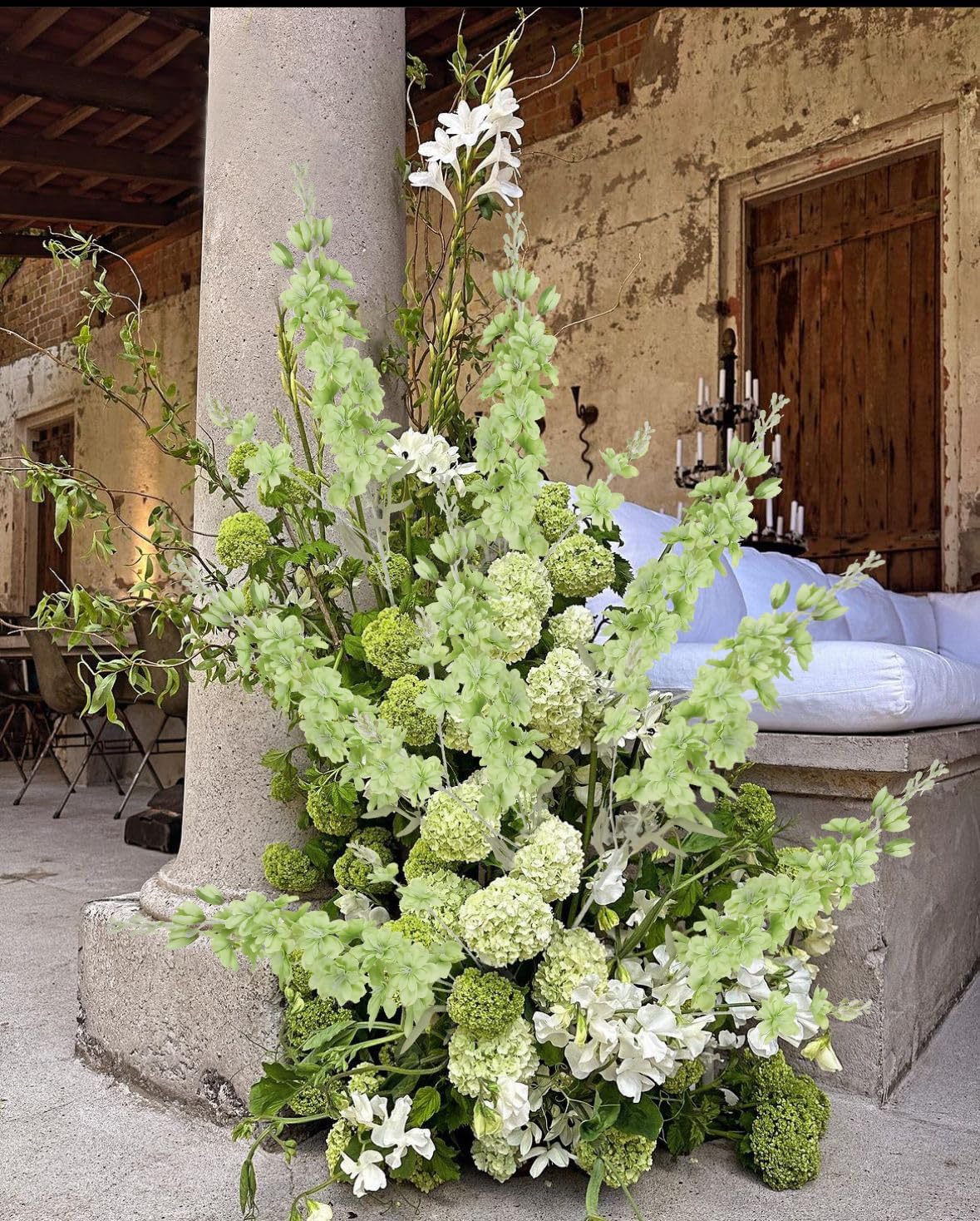 6 pcs White Delphinium Artificial Flowers Larkspur Artificial Flowers, 33.5 in Fake Flowers Bulk Silk Flowers with Stems Real Look for Home Garden Wedding Arrangement Decor(White)