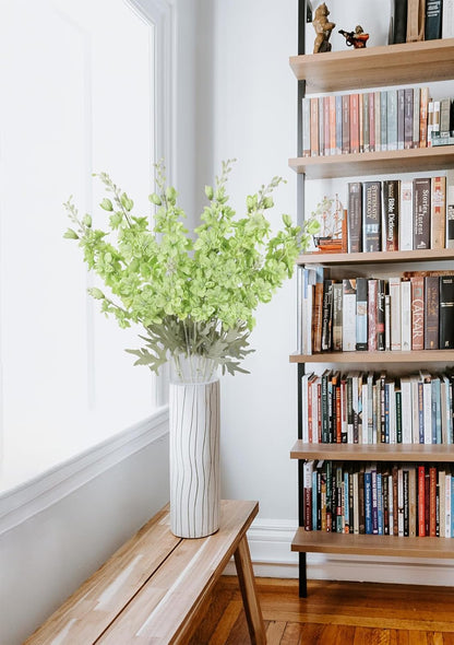 6 pcs White Delphinium Artificial Flowers Larkspur Artificial Flowers, 33.5 in Fake Flowers Bulk Silk Flowers with Stems Real Look for Home Garden Wedding Arrangement Decor(White)