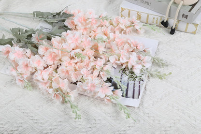 6 pcs White Delphinium Artificial Flowers Larkspur Artificial Flowers, 33.5 in Fake Flowers Bulk Silk Flowers with Stems Real Look for Home Garden Wedding Arrangement Decor(White)