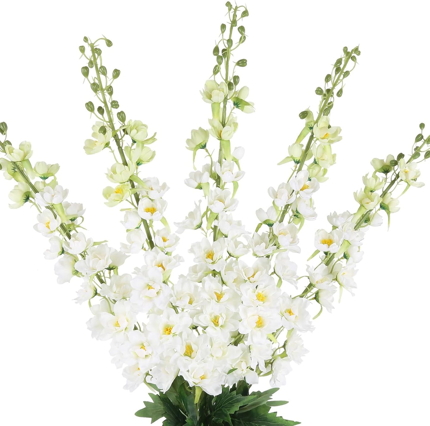 6 pcs White Delphinium Artificial Flowers Larkspur Artificial Flowers, 33.5 in Fake Flowers Bulk Silk Flowers with Stems Real Look for Home Garden Wedding Arrangement Decor(White)
