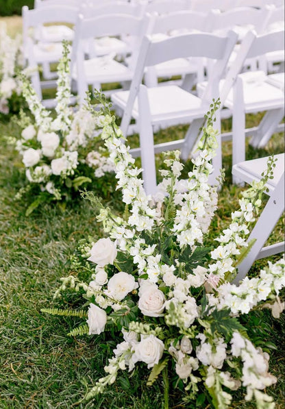 6 pcs White Delphinium Artificial Flowers Larkspur Artificial Flowers, 33.5 in Fake Flowers Bulk Silk Flowers with Stems Real Look for Home Garden Wedding Arrangement Decor(White)