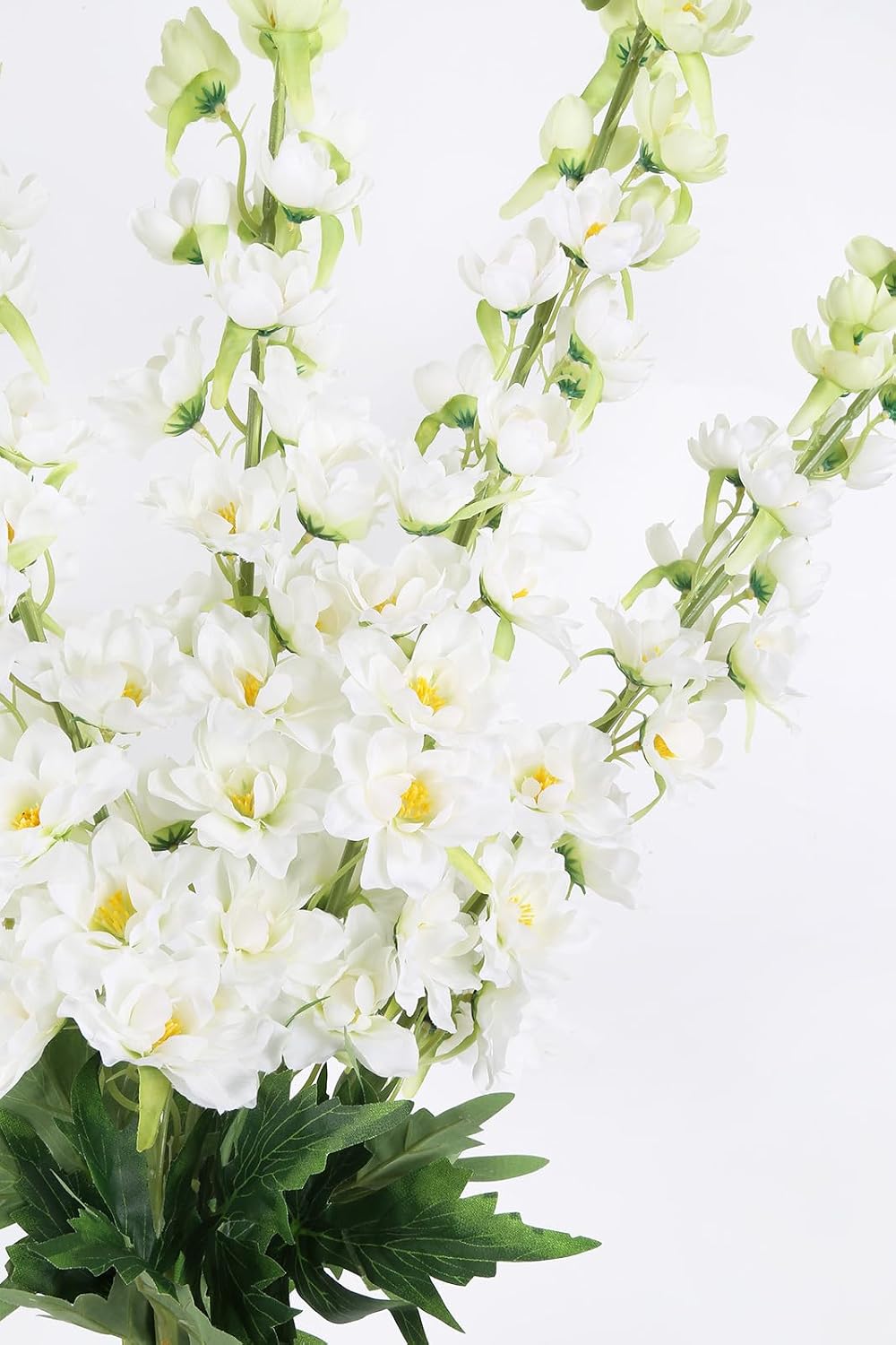 6 pcs White Delphinium Artificial Flowers Larkspur Artificial Flowers, 33.5 in Fake Flowers Bulk Silk Flowers with Stems Real Look for Home Garden Wedding Arrangement Decor(White)