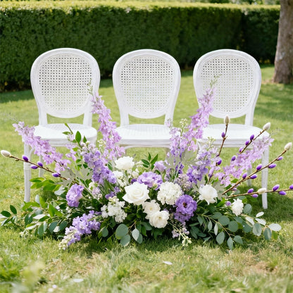 6 pcs White Delphinium Artificial Flowers Larkspur Artificial Flowers, 33.5 in Fake Flowers Bulk Silk Flowers with Stems Real Look for Home Garden Wedding Arrangement Decor(White)