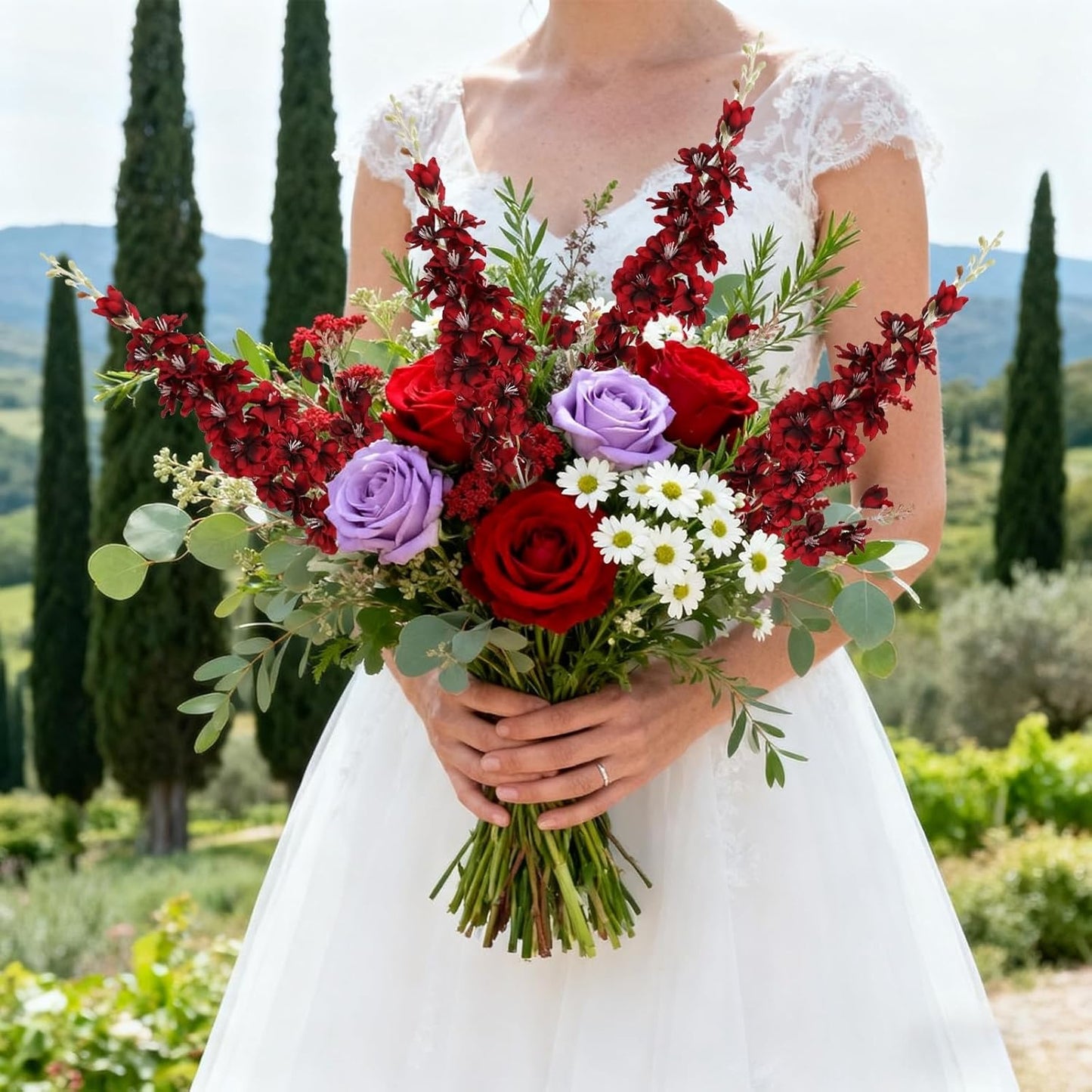 6 pcs White Delphinium Artificial Flowers Larkspur Artificial Flowers, 33.5 in Fake Flowers Bulk Silk Flowers with Stems Real Look for Home Garden Wedding Arrangement Decor(White)