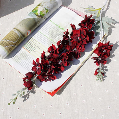 6 pcs White Delphinium Artificial Flowers Larkspur Artificial Flowers, 33.5 in Fake Flowers Bulk Silk Flowers with Stems Real Look for Home Garden Wedding Arrangement Decor(White)