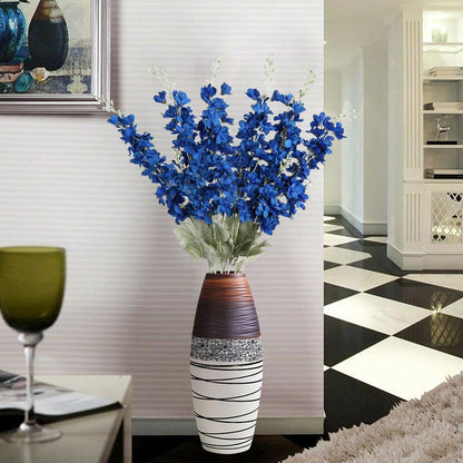 6 pcs White Delphinium Artificial Flowers Larkspur Artificial Flowers, 33.5 in Fake Flowers Bulk Silk Flowers with Stems Real Look for Home Garden Wedding Arrangement Decor(White)