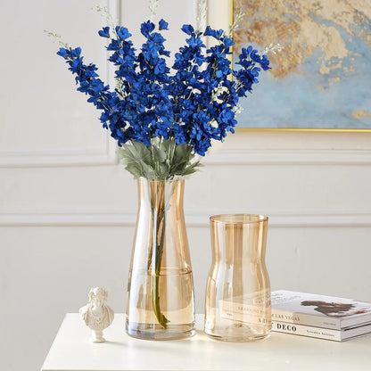6 pcs White Delphinium Artificial Flowers Larkspur Artificial Flowers, 33.5 in Fake Flowers Bulk Silk Flowers with Stems Real Look for Home Garden Wedding Arrangement Decor(White)