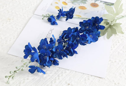 6 pcs White Delphinium Artificial Flowers Larkspur Artificial Flowers, 33.5 in Fake Flowers Bulk Silk Flowers with Stems Real Look for Home Garden Wedding Arrangement Decor(White)
