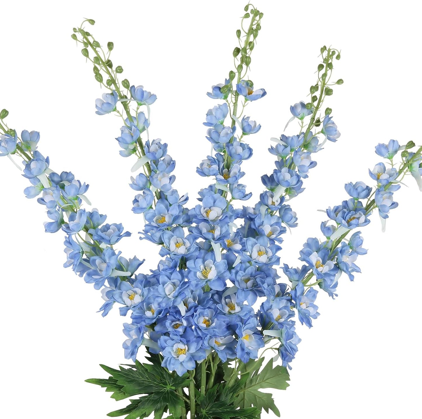 6 pcs White Delphinium Artificial Flowers Larkspur Artificial Flowers, 33.5 in Fake Flowers Bulk Silk Flowers with Stems Real Look for Home Garden Wedding Arrangement Decor(White)
