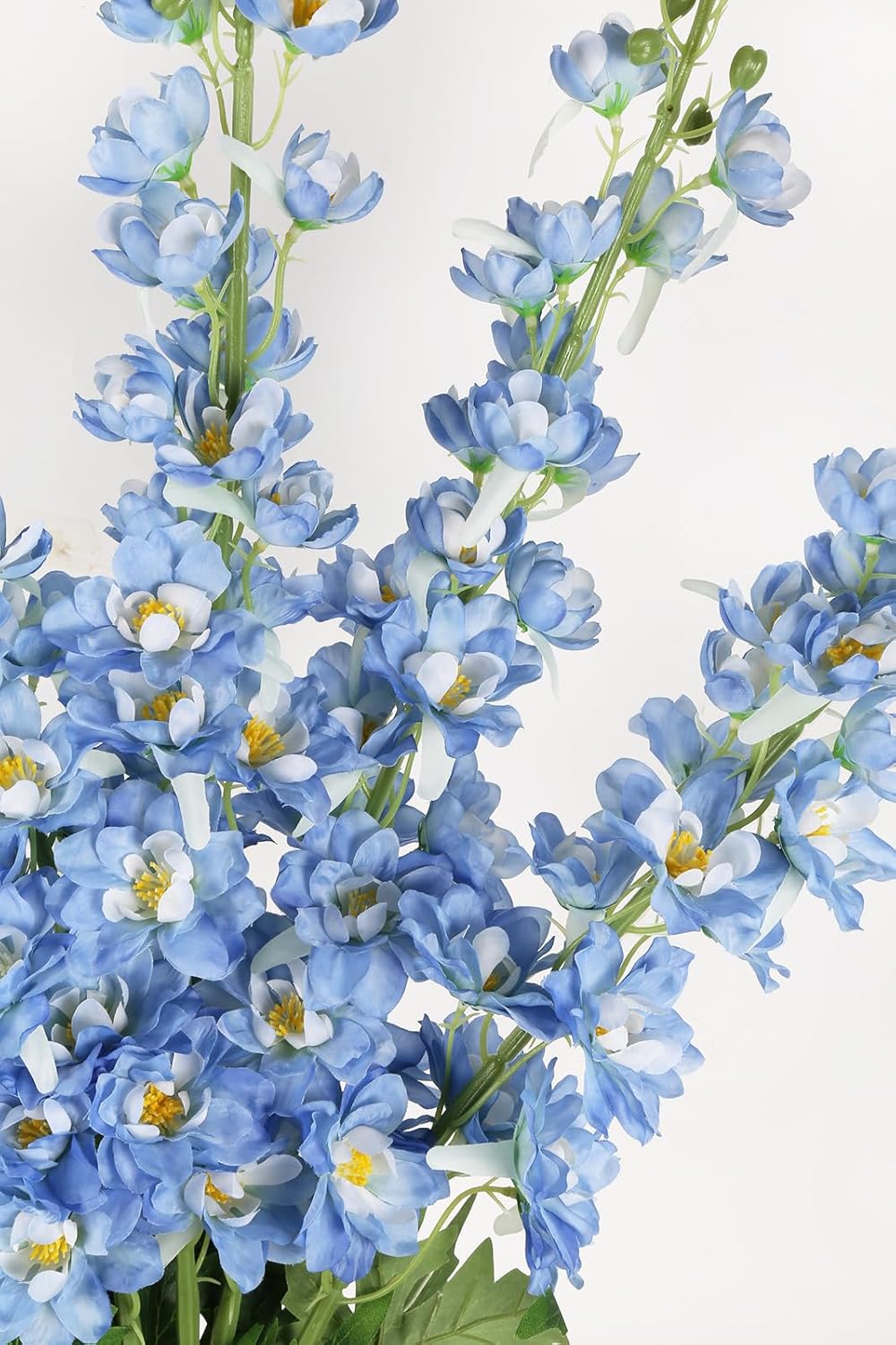 6 pcs White Delphinium Artificial Flowers Larkspur Artificial Flowers, 33.5 in Fake Flowers Bulk Silk Flowers with Stems Real Look for Home Garden Wedding Arrangement Decor(White)