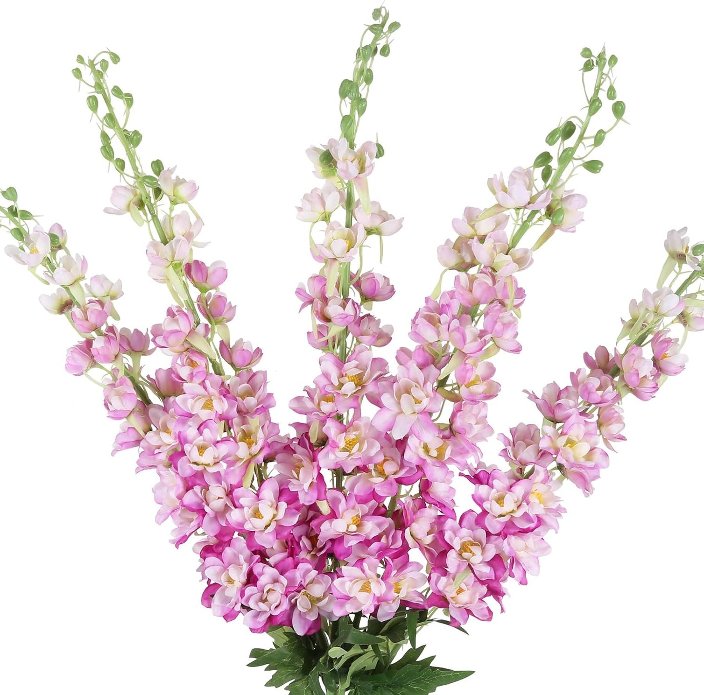 6 pcs White Delphinium Artificial Flowers Larkspur Artificial Flowers, 33.5 in Fake Flowers Bulk Silk Flowers with Stems Real Look for Home Garden Wedding Arrangement Decor(White)