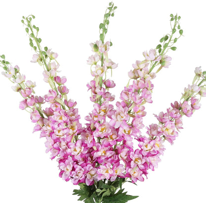 6 pcs White Delphinium Artificial Flowers Larkspur Artificial Flowers, 33.5 in Fake Flowers Bulk Silk Flowers with Stems Real Look for Home Garden Wedding Arrangement Decor(White)