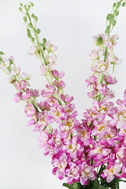 6 pcs White Delphinium Artificial Flowers Larkspur Artificial Flowers, 33.5 in Fake Flowers Bulk Silk Flowers with Stems Real Look for Home Garden Wedding Arrangement Decor(White)
