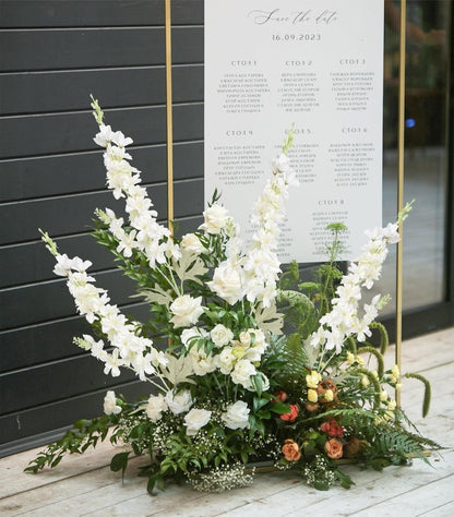 6 pcs White Delphinium Artificial Flowers Larkspur Artificial Flowers, 33.5 in Fake Flowers Bulk Silk Flowers with Stems Real Look for Home Garden Wedding Arrangement Decor(White)