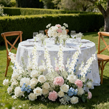 6 pcs White Delphinium Artificial Flowers Larkspur Artificial Flowers, 33.5 in Fake Flowers Bulk Silk Flowers with Stems Real Look for Home Garden Wedding Arrangement Decor(White)