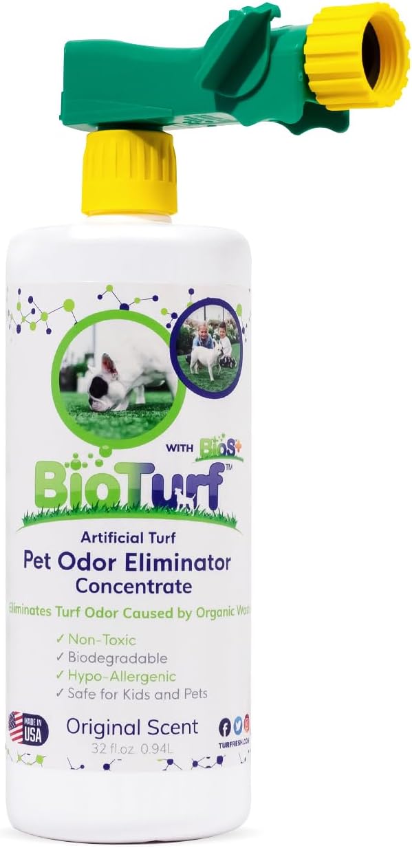 + Artificial Turf Cleaner for Pet Urine Outdoor - Pet Odor Eliminator for Artificial Grass Dog Urine Cleaner - Organic, Non-Toxic - Safe for Use Around Kids, Pets, & Plants, 32oz