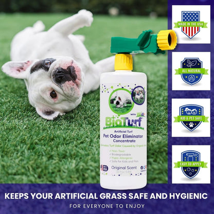 + Artificial Turf Cleaner for Pet Urine Outdoor - Pet Odor Eliminator for Artificial Grass Dog Urine Cleaner - Organic, Non-Toxic - Safe for Use Around Kids, Pets, & Plants, 32oz