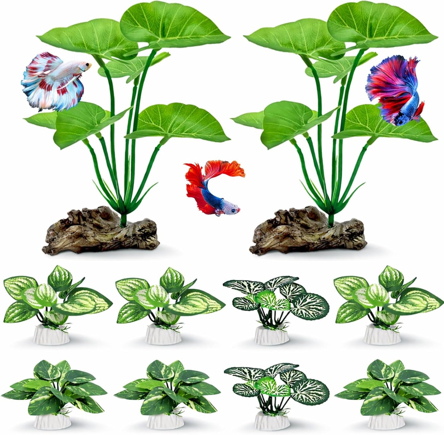 10 PCS Aquarium Decorations Silk Aquarium Plants Betta Fish Tank Decor Artificial Fish Tank Decorations Plants for Betta, Goldfish, Turtle & Reptile Tanks Ornament Accessories