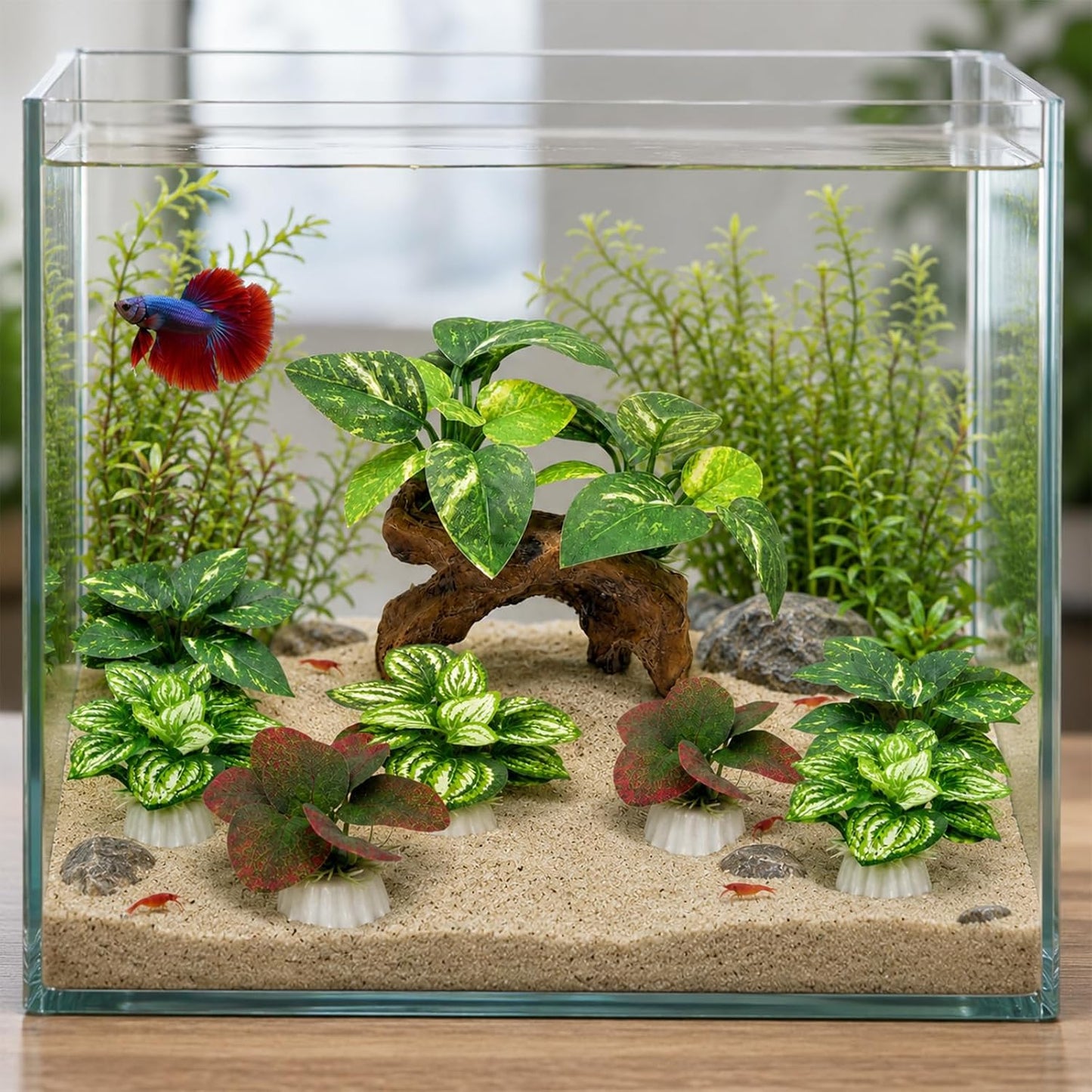 10 PCS Aquarium Decorations Silk Aquarium Plants Betta Fish Tank Decor Artificial Fish Tank Decorations Plants for Betta, Goldfish, Turtle & Reptile Tanks Ornament Accessories