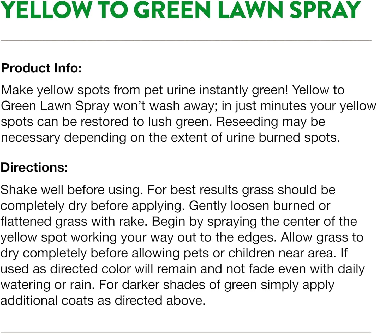 Yellow to Green Lawn Pet Spot Remover Spray, 32-Ounce