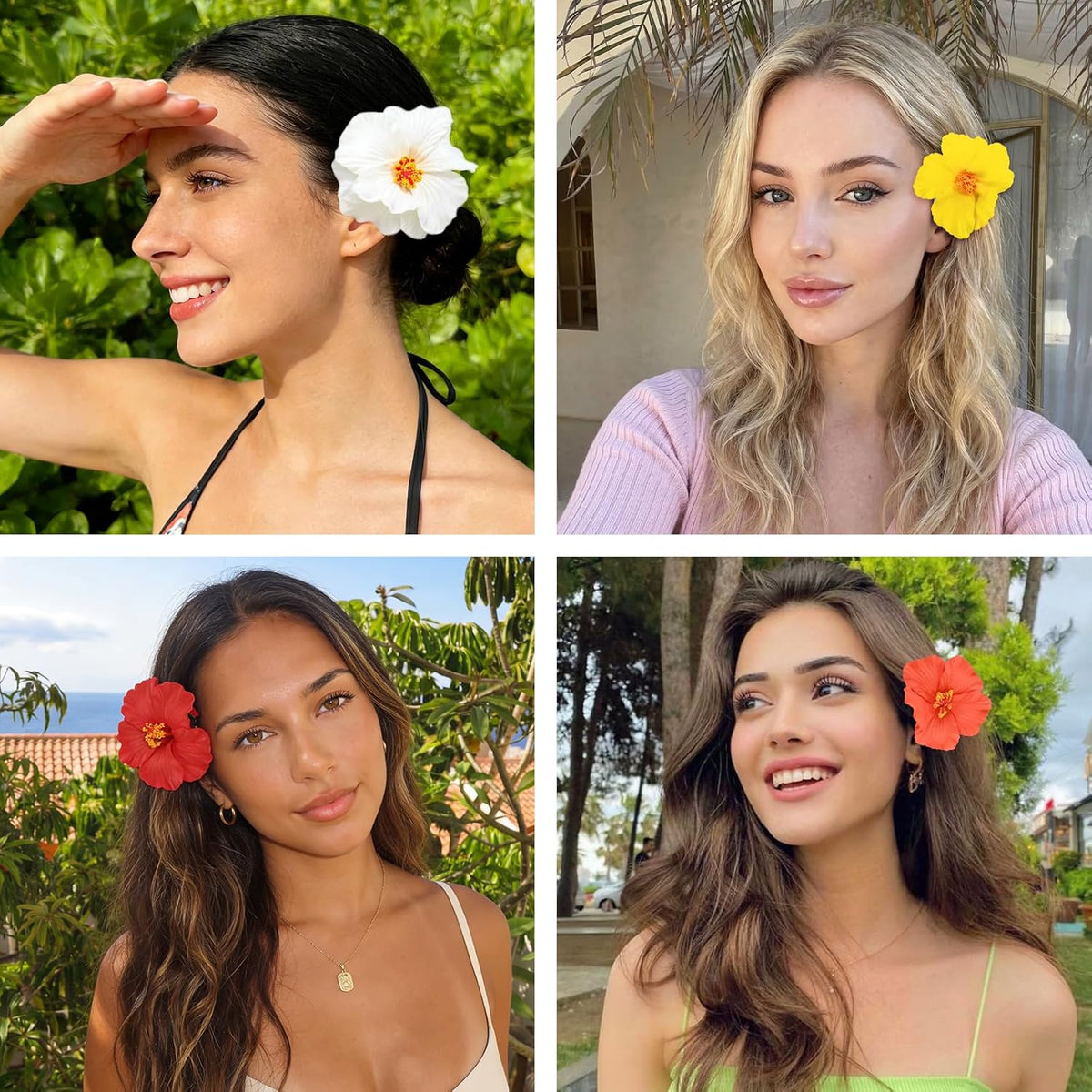 10 pc Hawaiian Flower Hair Clips for Women Hair Accessories-Hibiscus&Orchid