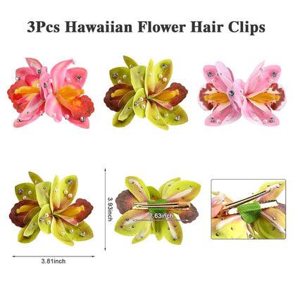 10 pc Hawaiian Flower Hair Clips for Women Hair Accessories-Hibiscus&Orchid