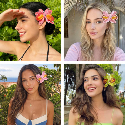 10 pc Hawaiian Flower Hair Clips for Women Hair Accessories-Hibiscus&Orchid