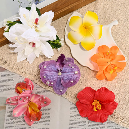 10 pc Hawaiian Flower Hair Clips for Women Hair Accessories-Hibiscus&Orchid