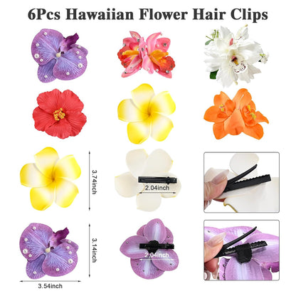 10 pc Hawaiian Flower Hair Clips for Women Hair Accessories-Hibiscus&Orchid