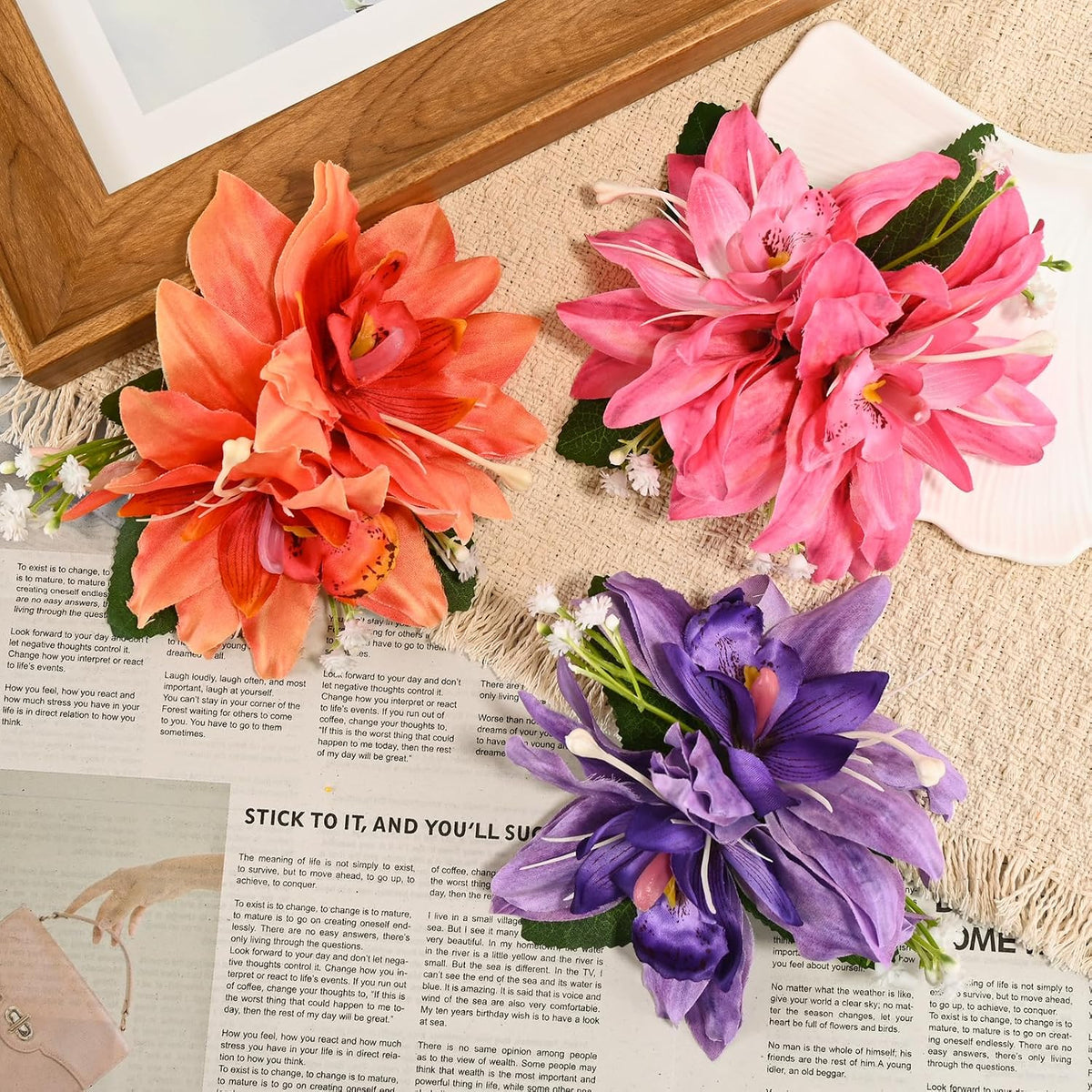 10 pc Hawaiian Flower Hair Clips for Women Hair Accessories-Hibiscus&Orchid