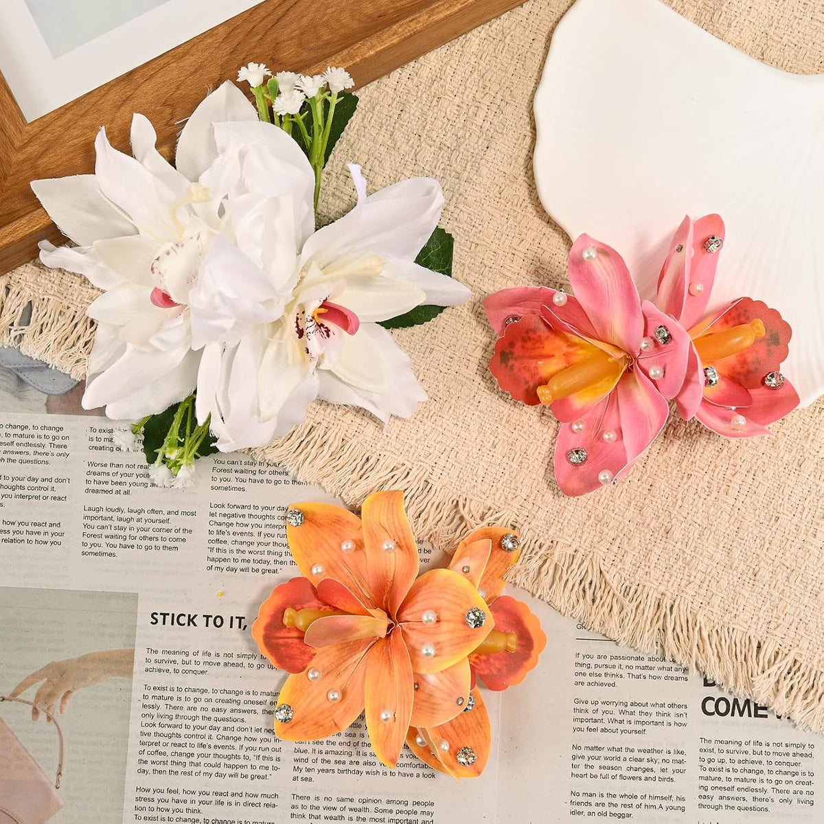 10 pc Hawaiian Flower Hair Clips for Women Hair Accessories-Hibiscus&Orchid