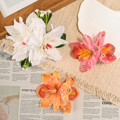 10 pc Hawaiian Flower Hair Clips for Women Hair Accessories-Hibiscus&Orchid