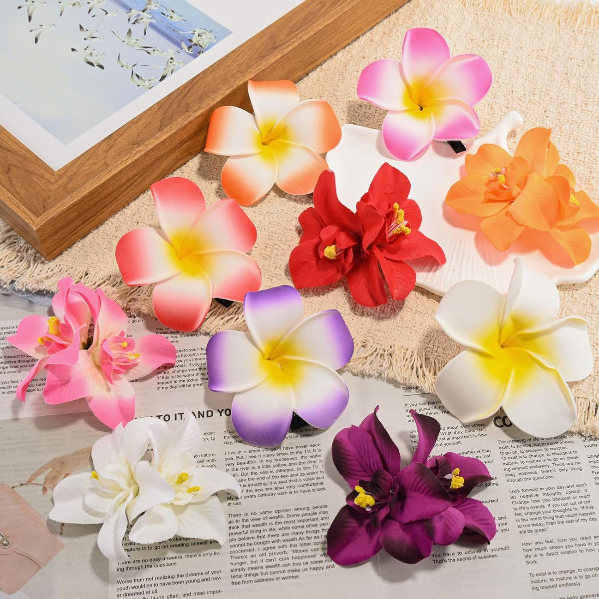 10 pc Hawaiian Flower Hair Clips for Women Hair Accessories-Hibiscus&Orchid