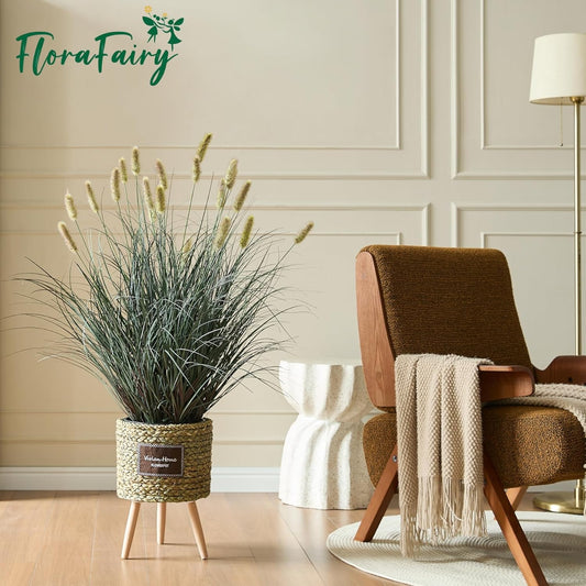 4ft Onion Grass Set of 2, Artificial Plant and Greenery, Fake Floor Plants Indoor Outdoor, Potted Faux Green Bristlegrass with Spikes, Large Size Horsetail Reed Grass, House Decorative