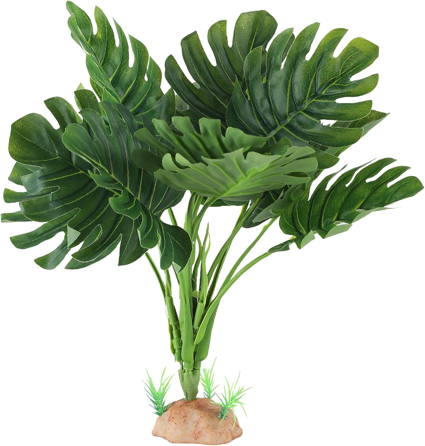 Reptile Terrarium Plants - Tortoise Habitat Accessories, Artificial Spider Plant for Gecko, Ball Python - Calathea Makoyana A