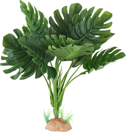Reptile Terrarium Plants - Tortoise Habitat Accessories, Artificial Spider Plant for Gecko, Ball Python - Calathea Makoyana A