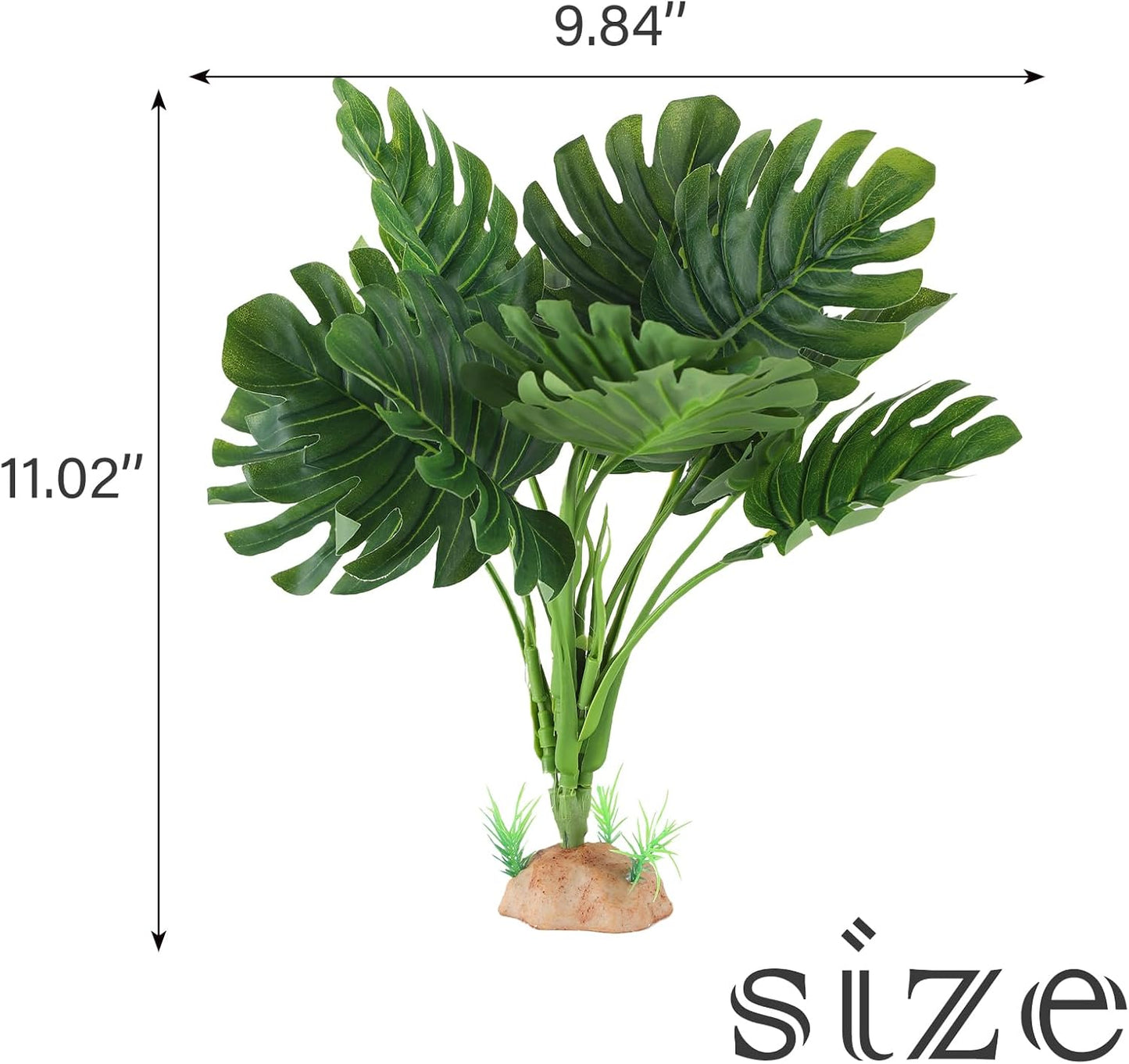 Reptile Terrarium Plants - Tortoise Habitat Accessories, Artificial Spider Plant for Gecko, Ball Python - Calathea Makoyana A