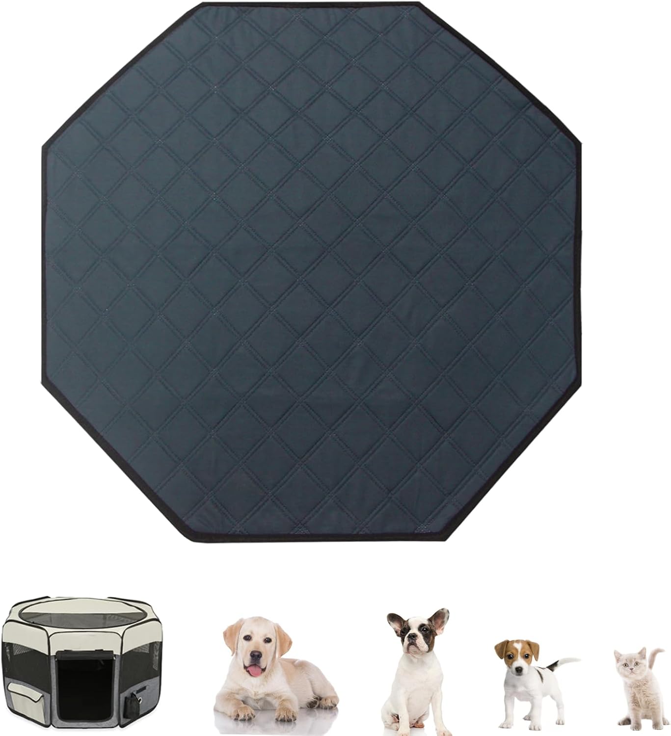 Hexagon Washable Liner for Small Animal Playpen, Portable Reusable Guinea Pig Playpen Pad Hamster Cage Pee Pad Super Absorbent Indoor Waterproof Anti-Slip for Rabbit Bunny (Grey)