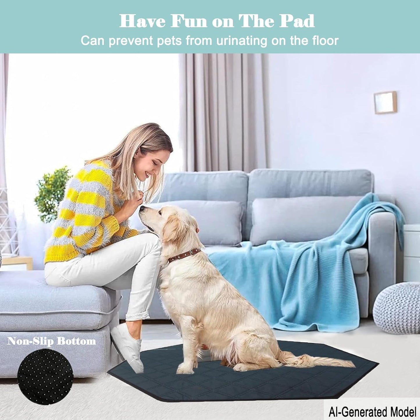 Hexagon Washable Liner for Small Animal Playpen, Portable Reusable Guinea Pig Playpen Pad Hamster Cage Pee Pad Super Absorbent Indoor Waterproof Anti-Slip for Rabbit Bunny (Grey)