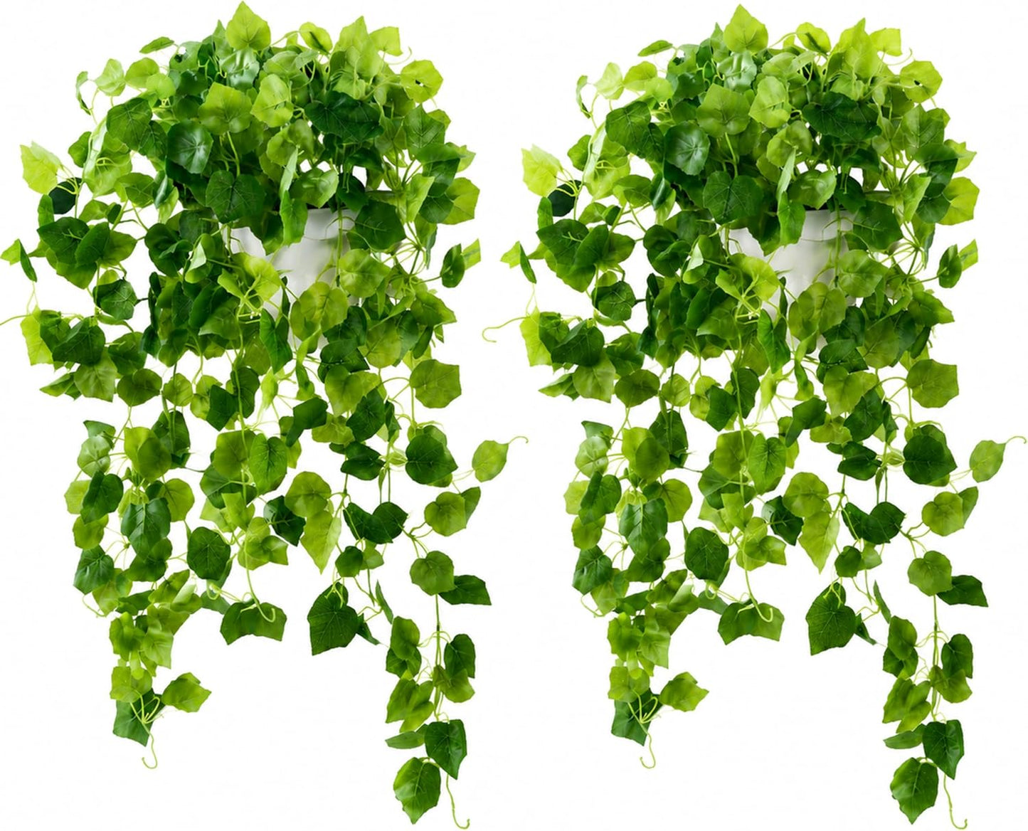 36" Faux Hanging Ivy Plant in Minimalist White Pot, Fake Pothos Artificial Hanging Plant with 168 Lush Leaves & Pebble Topping, Fake Greenery for Shelf Bathroom Office Decor, 1 Pack