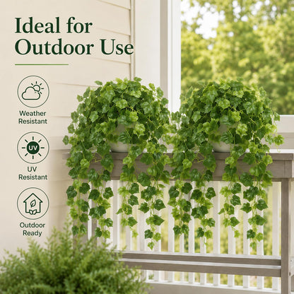 36" Faux Hanging Ivy Plant in Minimalist White Pot, Fake Pothos Artificial Hanging Plant with 168 Lush Leaves & Pebble Topping, Fake Greenery for Shelf Bathroom Office Decor, 1 Pack