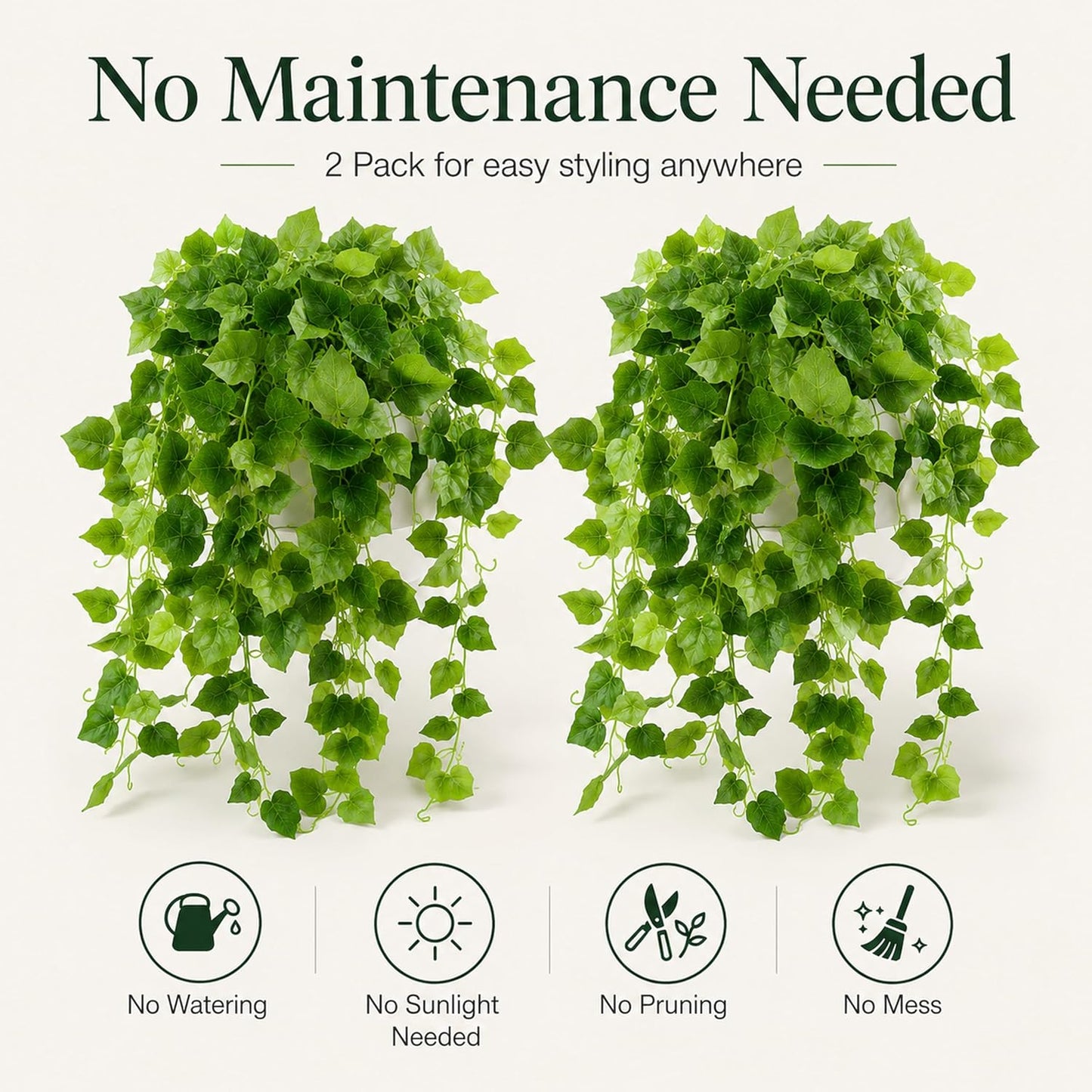 36" Faux Hanging Ivy Plant in Minimalist White Pot, Fake Pothos Artificial Hanging Plant with 168 Lush Leaves & Pebble Topping, Fake Greenery for Shelf Bathroom Office Decor, 1 Pack
